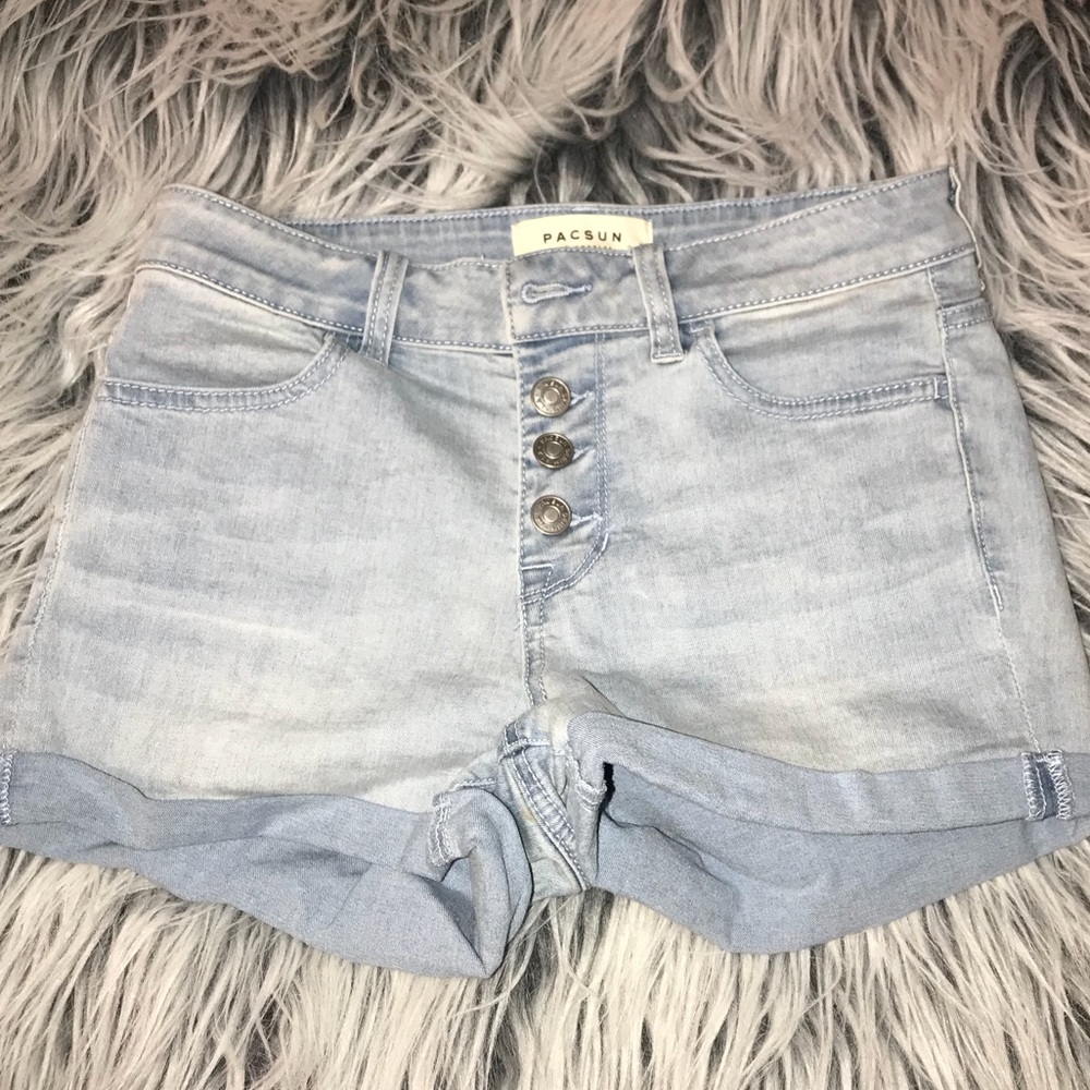 Light wash denim shorts